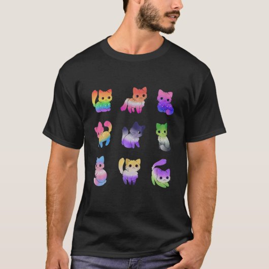 Pride Rainbow Cat LGBTQ T-shirt (Voorkant)