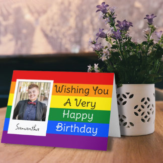 Pride Rainbow Custom Foto Gelukkige Verjaardag Gro Kaart