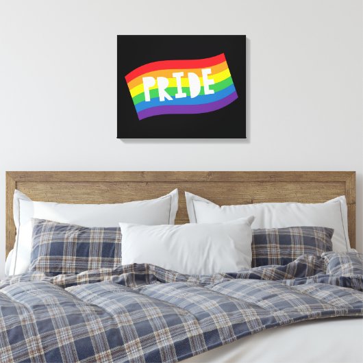 Pride Rainbow Flag Canvas Afdruk (Insitu (Slaapkamer))