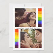 Pride Rainbow Flag Lesbian Gay Wedding 2 Photos Save The Date (Voorkant)
