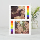 Pride Rainbow Flag Lesbian Gay Wedding 2 Photos Save The Date (Staand voorkant)