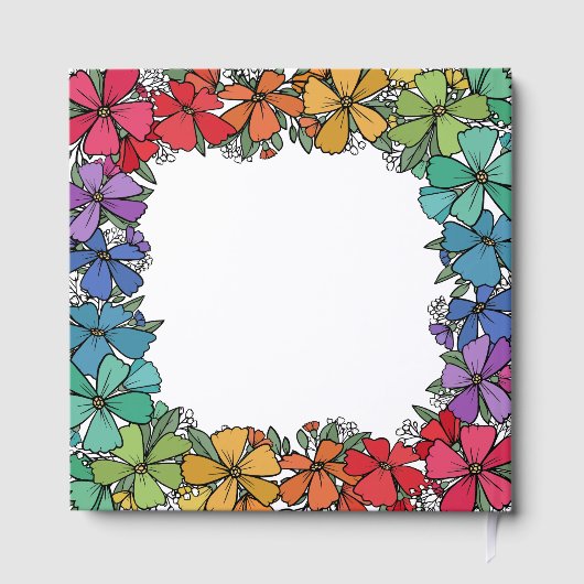 Pride Rainbow Floral Wreath Gold LGBTQ Wedding Gastenboek (Achterkant)