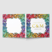 Pride Rainbow Floral Wreath Gold LGBTQ Wedding Gastenboek (Volledig)