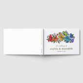 Pride Rainbow Flowers Gold LGBTQ Wedding Gastenboek (Volledig)
