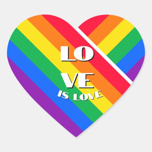 Pride Rainbow Heart Button Hart Sticker (Voorkant)