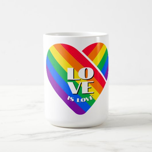 Pride Rainbow Heart Button Koffiemok (Center)