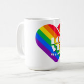 Pride Rainbow Heart Button Koffiemok (Voorkant links)