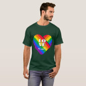 Pride Rainbow Heart Button T-shirt (Voorkant volledig)