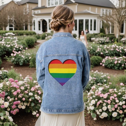Pride Rainbow Heart Denim Jacket (Huwelijk Achterkant)