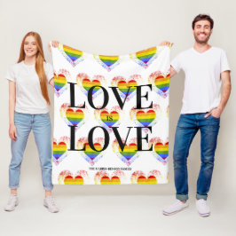 Pride Rainbow Heart Gay lesbian LGBT Families Fleece Deken