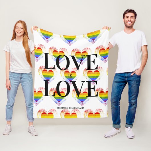 Pride Rainbow Heart Gay lesbian LGBT Families Fleece Deken (In situ)