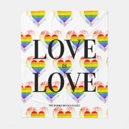Pride Rainbow Heart Gay lesbian LGBT Families Fleece Deken