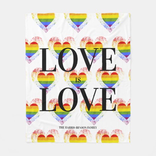 Pride Rainbow Heart Gay lesbian LGBT Families Fleece Deken (Voorkant)