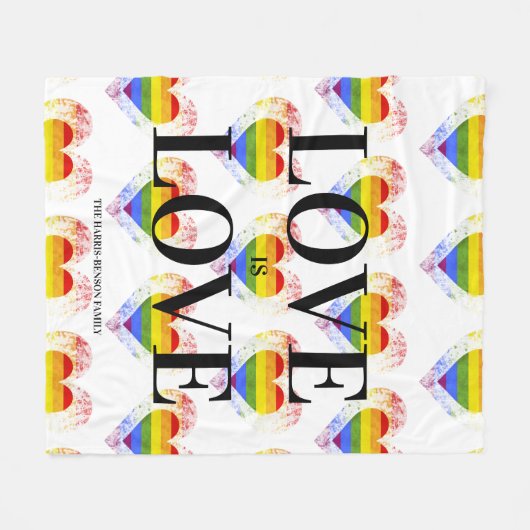 Pride Rainbow Heart Gay lesbian LGBT Families Fleece Deken (Voorkant (Horizontaal))