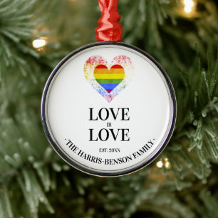 Pride Rainbow Heart Gay lesbian LGBT Families Metalen Ornament