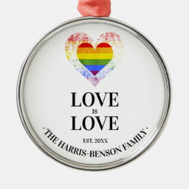 Pride Rainbow Heart Gay lesbian LGBT Families Metalen Ornament