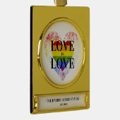 Pride Rainbow Heart Homo lesbische LHBT Familie Verguld Banner Ornament (Rechts)