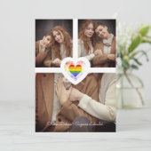Pride Rainbow Heart Lesbian Gay Wedding 3 Kaart (Staand voorkant)