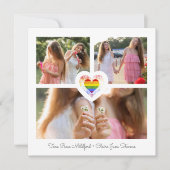 Pride Rainbow Heart Lesbian Gay Wedding 3 Save The Date (Voorkant)