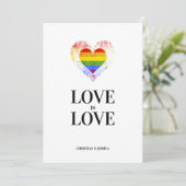 Pride Rainbow Heart Lesbian Gay Wedding Kaart (Staand voorkant)