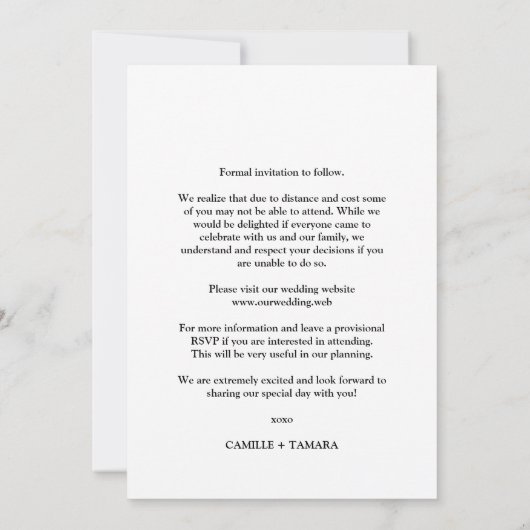 Pride Rainbow Heart Lesbian Wedged Simple Photo Save The Date (Achterkant)