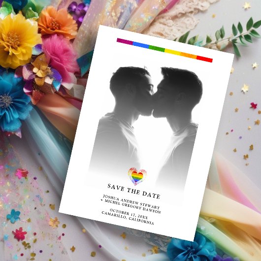 Pride Rainbow Heart LGBT Gay Wedding Simple Photo