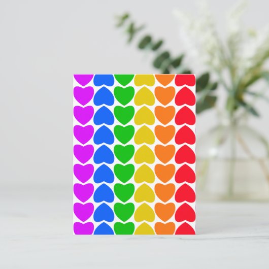 Pride Rainbow Heart Line Briefkaart (Staand voorkant)