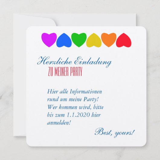 Pride Rainbow Heart Line Kaart (Achterkant)