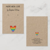 Pride Rainbow Heart Made With Love Earring Display Visitekaartje (Voorkant / Achterkant)