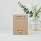 Pride Rainbow Heart Made With Love Earring Display Visitekaartje (Staand voorkant)