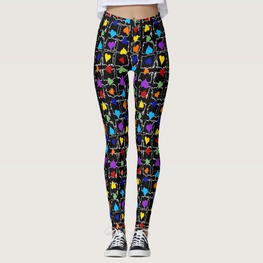 Pride Rainbow Hearts LGBT Gay Queer One Love Leggings (Voorkant)