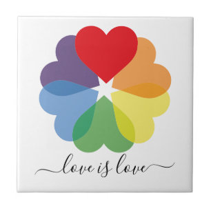 Pride Rainbow Hearts Love is Love Tegeltje