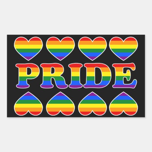 PRIDE Rainbow Hearts Rechthoekige Sticker (Voorkant)