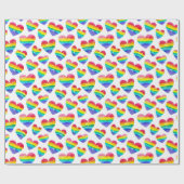 Pride Rainbow Hearts White Cadeaupapier (Vlak)