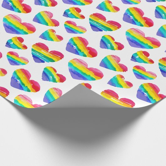 Pride Rainbow Hearts White Cadeaupapier (Hoek)