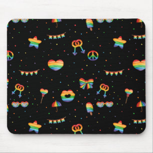 Pride Rainbow LGBT Gay Queer One Love Pattern Mous Muismat