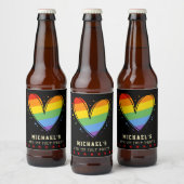 Pride Rainbow LGBTQ Heart Weddenschap Bier Etiket (Flessen)