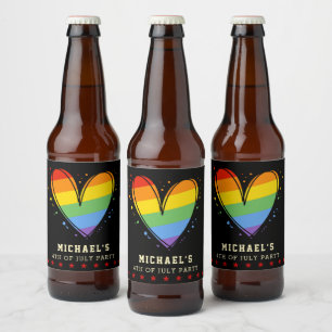 Pride Rainbow LGBTQ Heart Weddenschap Bier Etiket