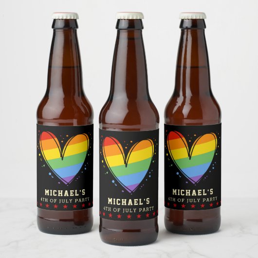 Pride Rainbow LGBTQ Heart Weddenschap Bier Etiket (Flessen)