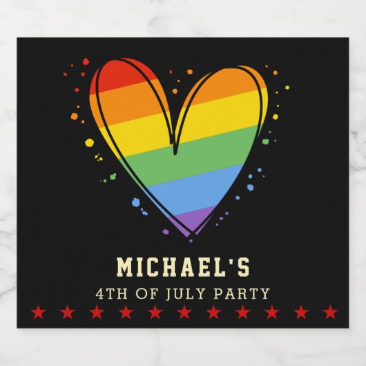 Pride Rainbow LGBTQ Heart Weddenschap Bier Etiket (Enkel label)