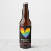 Pride Rainbow LGBTQ Heart Weddenschap Bier Etiket (Voorkant)