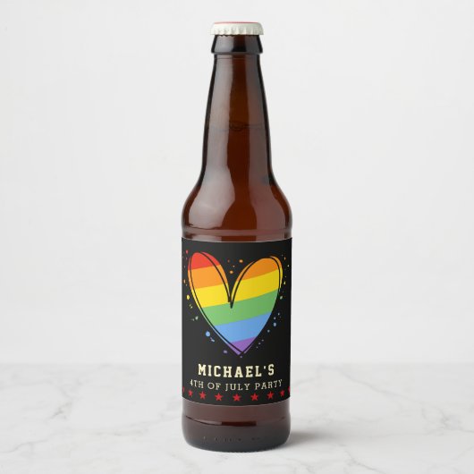 Pride Rainbow LGBTQ Heart Weddenschap Bier Etiket (Voorkant)