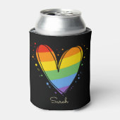 Pride Rainbow LGBTQ Heart Weddenschap Blikjeskoeler (Blikje Voorkant)