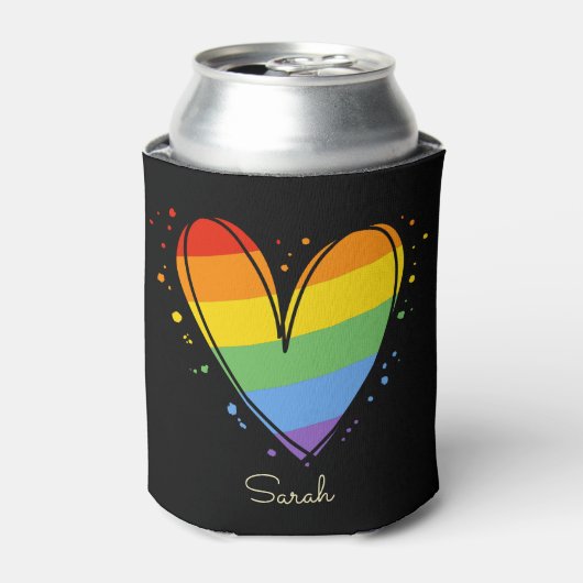 Pride Rainbow LGBTQ Heart Weddenschap Blikjeskoeler (Blikje Voorkant)