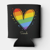 Pride Rainbow LGBTQ Heart Weddenschap Blikjeskoeler (Achterkant)