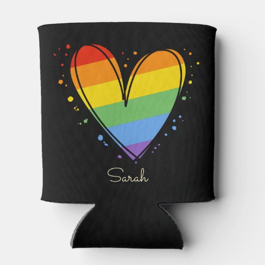 Pride Rainbow LGBTQ Heart Weddenschap Blikjeskoeler (Achterkant)