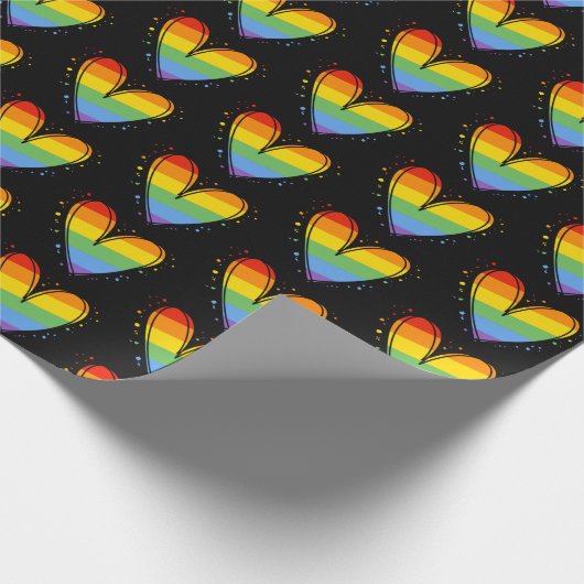 Pride Rainbow LGBTQ Heart Weddenschap Cadeaupapier (Hoek)