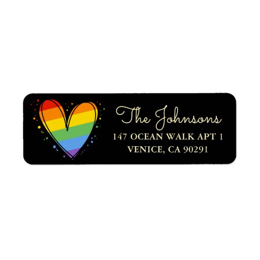 Pride Rainbow LGBTQ Heart Weddenschap Etiket (Voorkant)