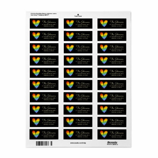 Pride Rainbow LGBTQ Heart Weddenschap Etiket (Full Sheet)