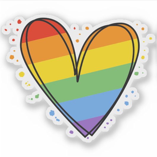 Pride Rainbow LGBTQ Heart Weddenschap Sticker (Voorkant)